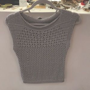 Pierre Balmain Knit top silver grey open weave Italy 26/40 small